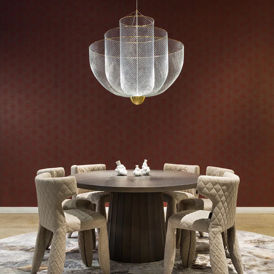 Decorbites™ Goldener Maschendraht-Gitter-Deckenleuchter: Dimmbare LED-Innenbeleuchtung