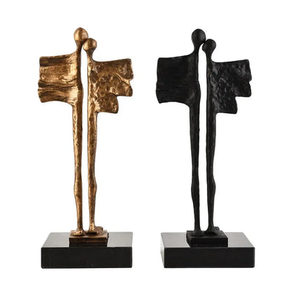 Decorbites™ Abstrakte Gusseisen-Statue eines Paares für die Wohnraumausstattung und familiäres Glück