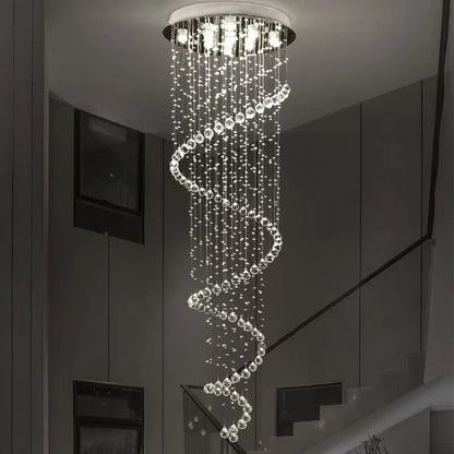 DecorBites™ Crystal Staircase Chandelier Light Fixture | Luxury Hotel Villa Bedroom Hanging Lamp
