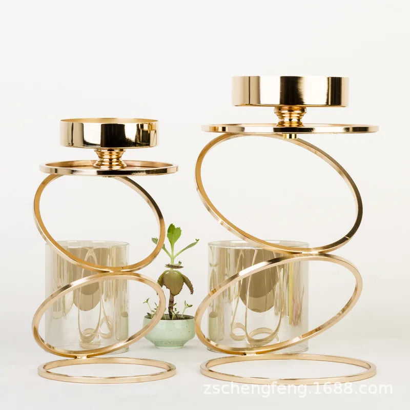 Decorbites™ Goldener Metallrahmen Glasleuchter - Hochzeitszentertische & Heimdekoration