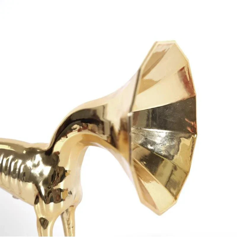 Decorbites™ Abstrakte Goldene Trompeten-Hund-Skulptur Haustierdekoration Simuliertes Tierfigürchen