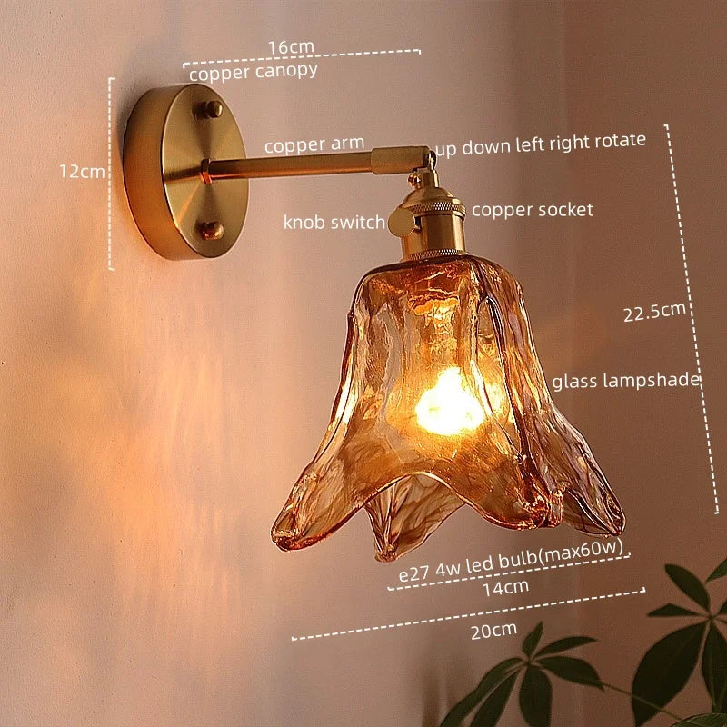 Decorbites™ Japanischer Stil LED Wandlampen Wohnzimmer Couch Balkon Treppenlicht Kupfer Glas