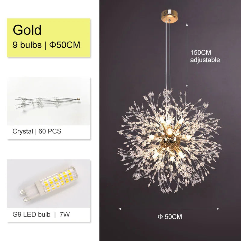 Decorbites™ Dandelion-Lüster: Luxuriöse Kristall-Hängeleuchte für Wohnzimmer und Schlafzimmer