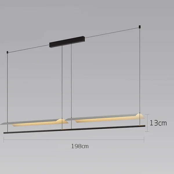Wabi-Sabi Black Metal Acrylic Strip Pendant Light