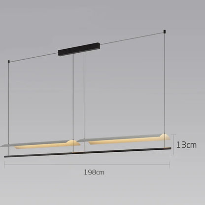 Wabi-Sabi Black Metal Acrylic Strip Pendant Light