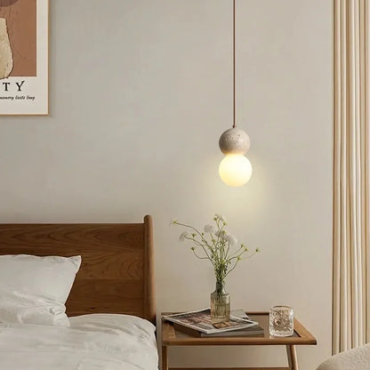 Decorbites™ Glas-Kugelleuchte LED-Hängeleuchte Vintage Gelber Travertin Hanglampe