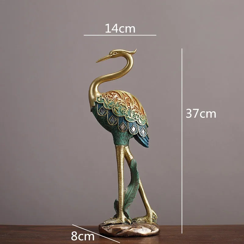DecorBites™ Crane Bird Sculpture: Handcrafted Resin Ornament for Home Decor