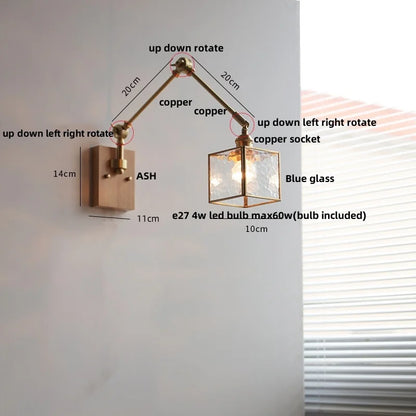 Decorbites™ LED-Wandlampe drehbar Glas Walnuss Schwingarme Flur Treppenlicht