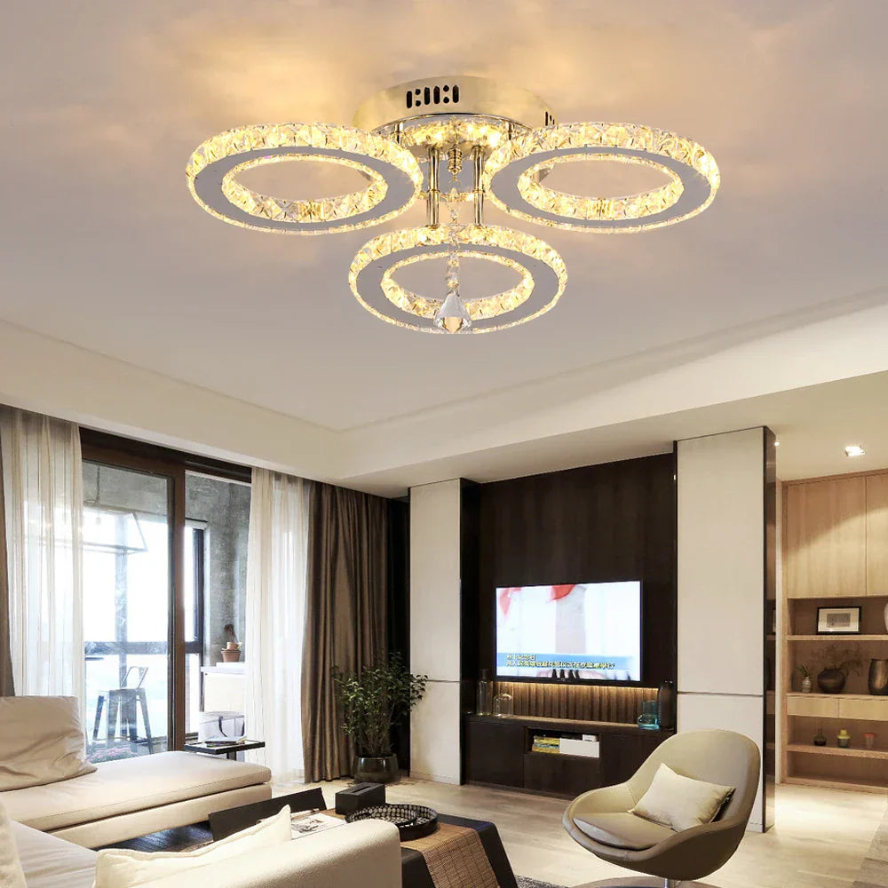 DecorBites™ Crystal LED Rings Ceiling Chandelier Dimmable Luminaire