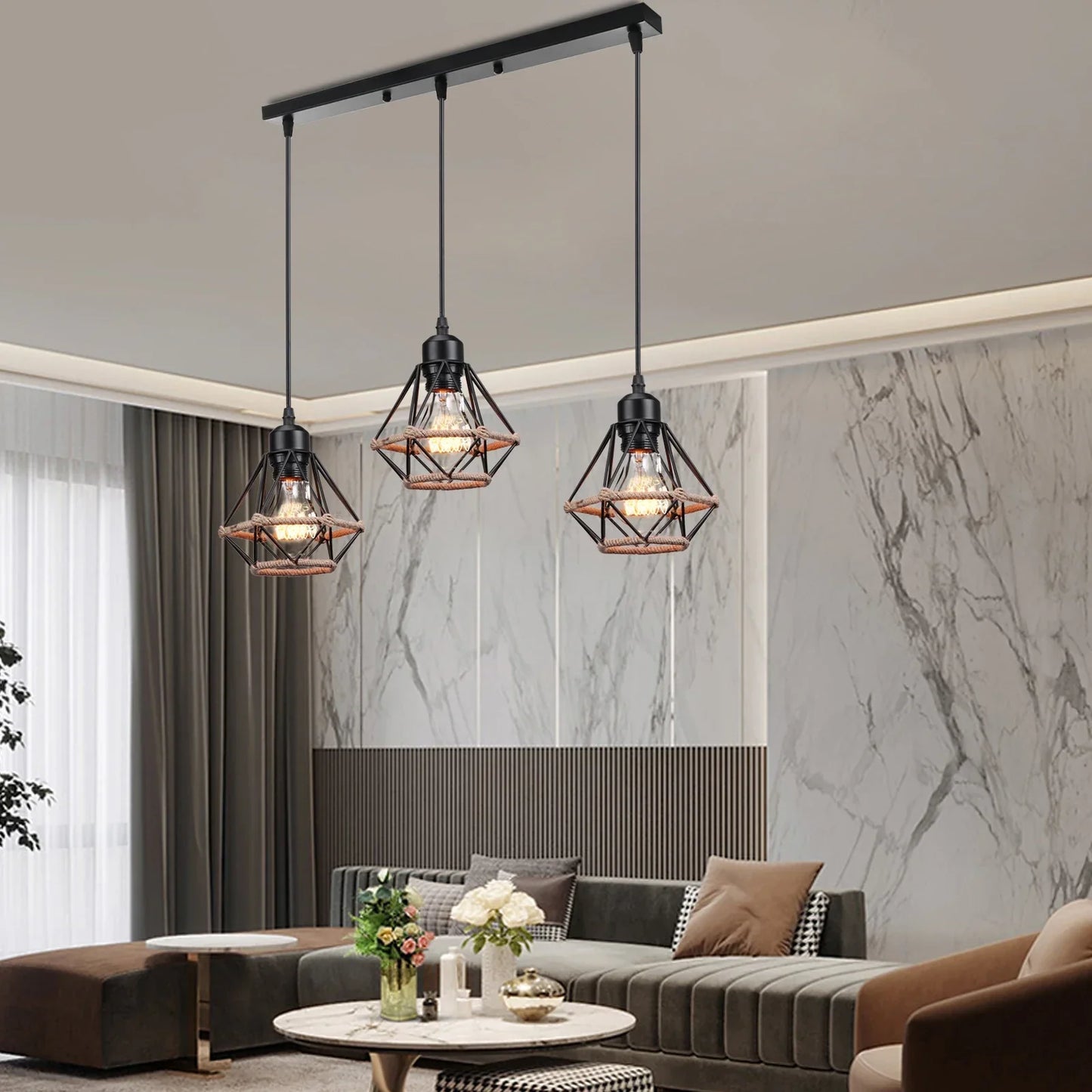 Decorbites™ Industrielle Holz-Hängeleuchte für Esszimmer Wohnzimmer Küche LED-Leuchte