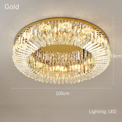 DecorBites™ Crystal Gold LED Ring Ceiling Light - Modern Luxury Home Lighting