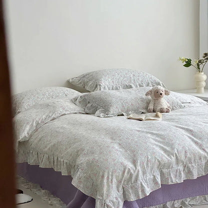 Decorbites™ Koreanische Blumen-Spitzenbettwäsche: Luxuriöse weiche Steppdecke für Queen- und King-Größe, atmungsaktive Heimdekoration
