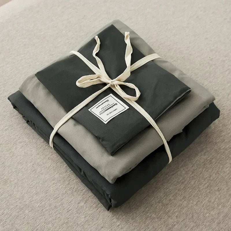 Cotton Grid Print Bed Set