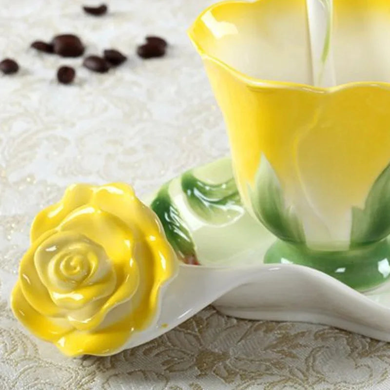 Decorbites™ Emaille-Rosen-Pfingstrosen-Blumen-Kaffeetasse Hochzeits-Geburtstagsgeschenk