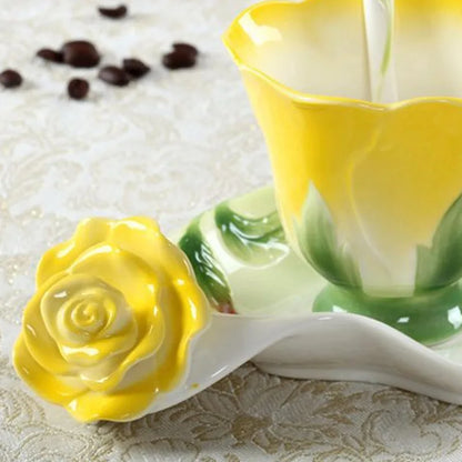 Decorbites™ Emaille-Rosen-Pfingstrosen-Blumen-Kaffeetasse Hochzeits-Geburtstagsgeschenk