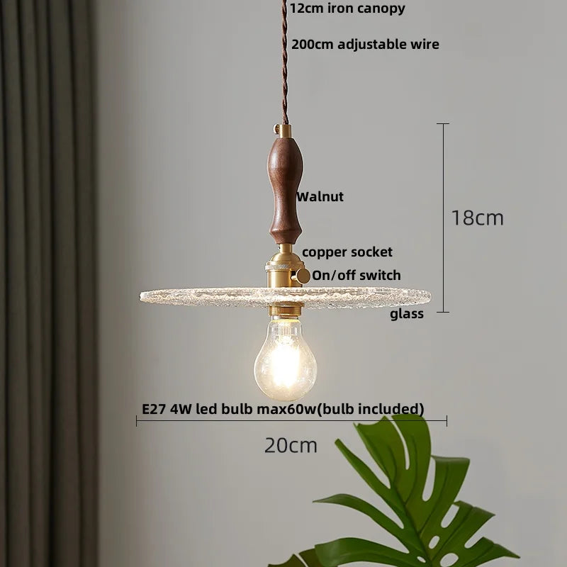 Decorbites™ Cullet-Glas-LED-Hängeleuchte mit Walnuss-Kupfer-Design für Wohn- und Esszimmer