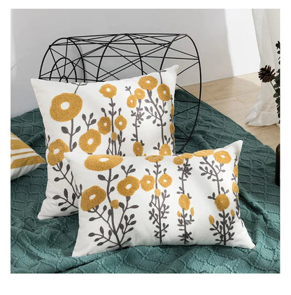 Decorbites™ Daisy Floral Geometric Embroidery Kissenbezug, Weiches Bequemes Heimdekoration Überzug