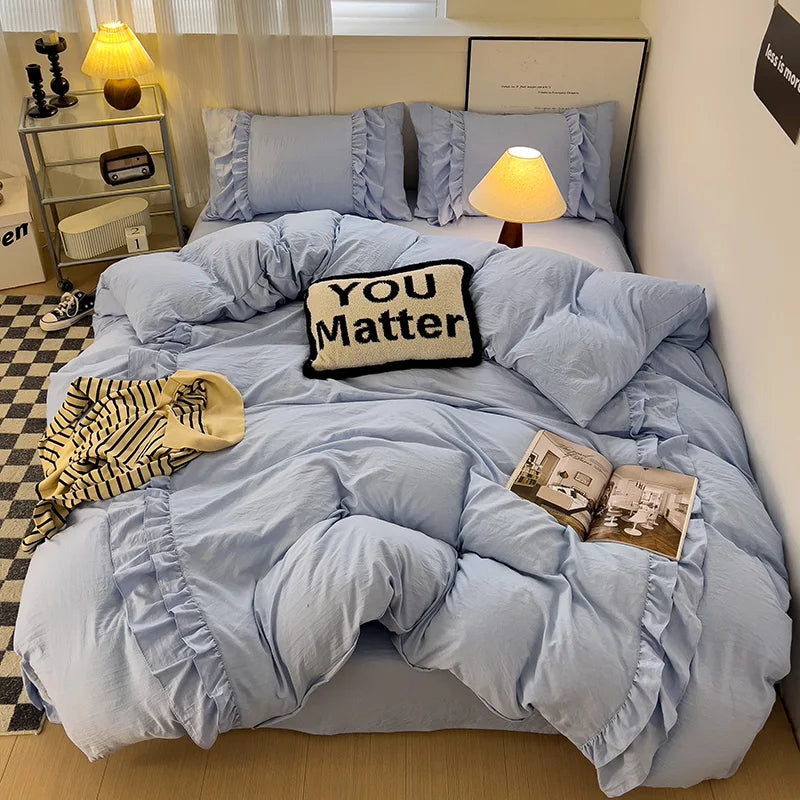 Decorbites™-Spitzen-Patchwork-Bettwäsche-Set, weiches Mikrofaser, für ein Voll-Queen-Größe-Bett mit Kissenbezug