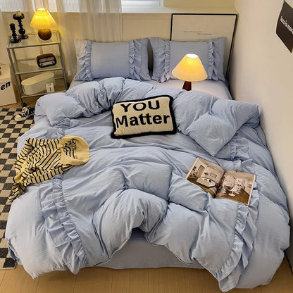 Decorbites™-Spitzen-Patchwork-Bettwäsche-Set, weiches Mikrofaser, für ein Voll-Queen-Größe-Bett mit Kissenbezug