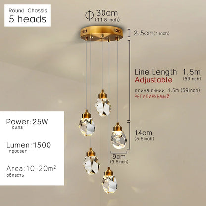 Decorbites™ K9-Kristall-Esszimmer-Lüster: Golddraht-Hängelampen für Schlafzimmer, Balkon, Barraum