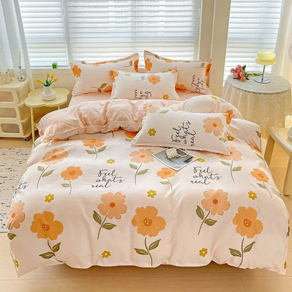 DecorBites™ Cotton Printed Bedding Set: Cozy, Breathable, All Seasons Comforter Set