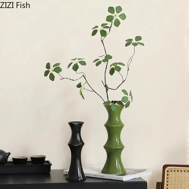 Decorbites™ Bambusförmige Keramikvase: Tischdekoration & Blumengesteck im Raum