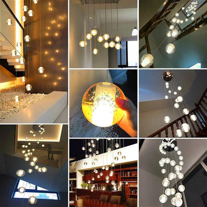 DecorBites™ Crystal Ceiling Chandelier for Staircase & Hallway, Elegant Long Cable Pendant Light