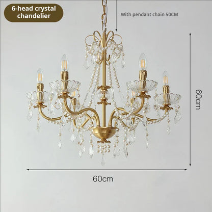 Decorbites™ Kupferleuchter Französischer Perlenkristall Vintage Europäisch-Amerikanischer Stil