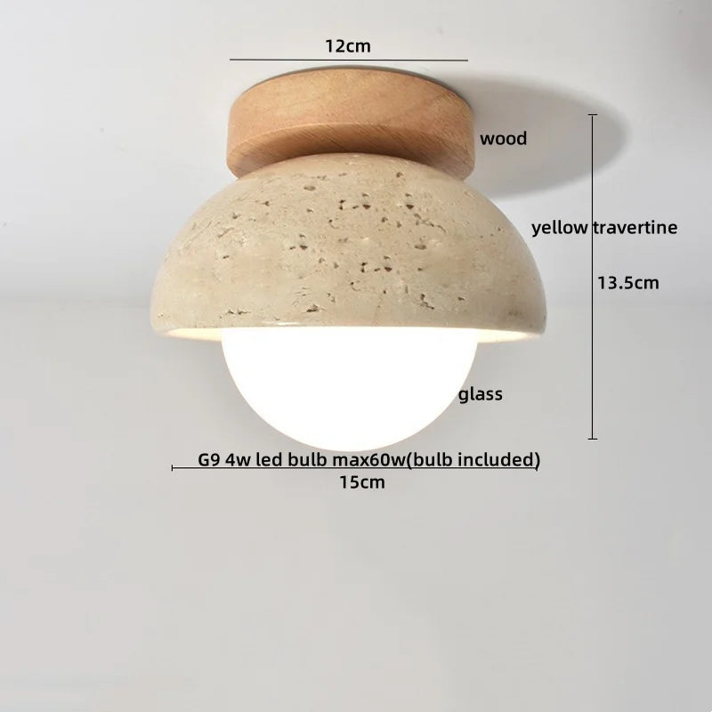 Decorbites™ LED-Deckenleuchte Natürliches Gelb Travertin Nussbaumholz Deckenbeleuchtung