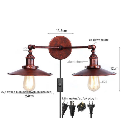 DecorBites™ Dual Head LED Wall Light Pink Industrial Bedside Lamp