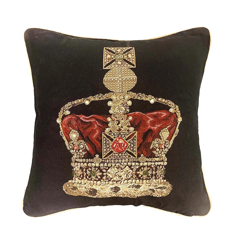 Decorbites™ Barock-Krone-Jacquard-Gobelin-Kissenbezug 45x45 cm für Wohnzimmer-Sofa