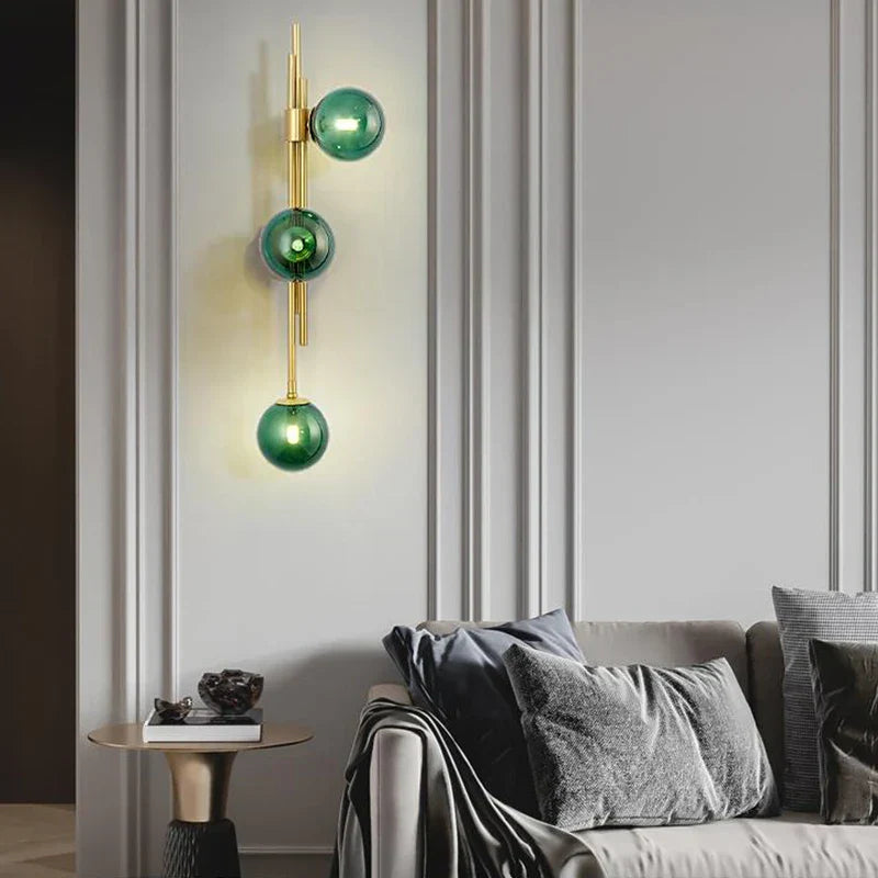 Decorbites™ Grüne Weiße Glasball-Wandlampen Nordisch Heimdekoration Nachttisch-Wandleuchte Goldene Leuchten
