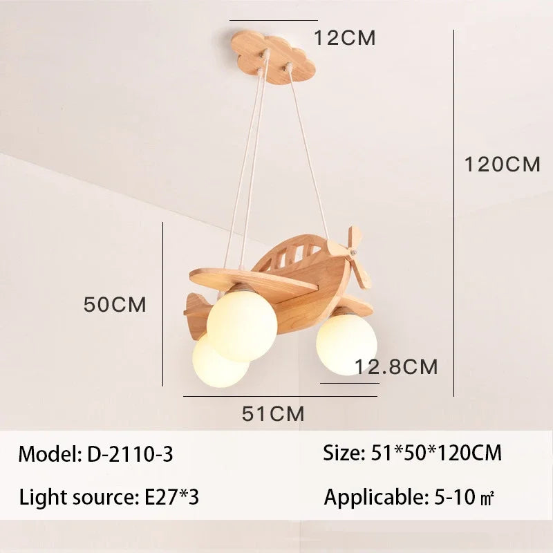 Wooden Airplane LED Chandelier