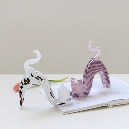 Decorbites™ Kristall-Katzenfigur | Dekorative Kätzchen-Statue zur Haushaltsdekoration