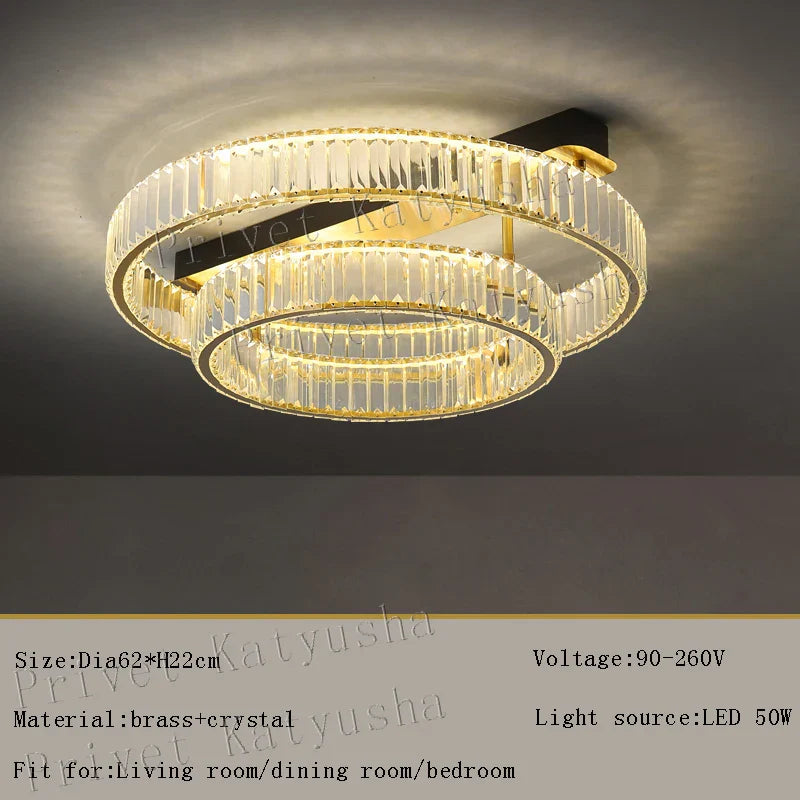 Gold Crystal Copper Ceiling Lamp