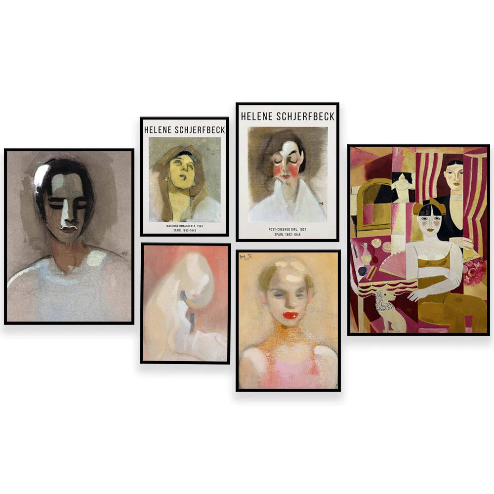Decorbites™ Abstract Vintage-Ausstellungsplakat-Set - Helene Schjerfbeck, Zirkusmädchen, Blondes Mädchen