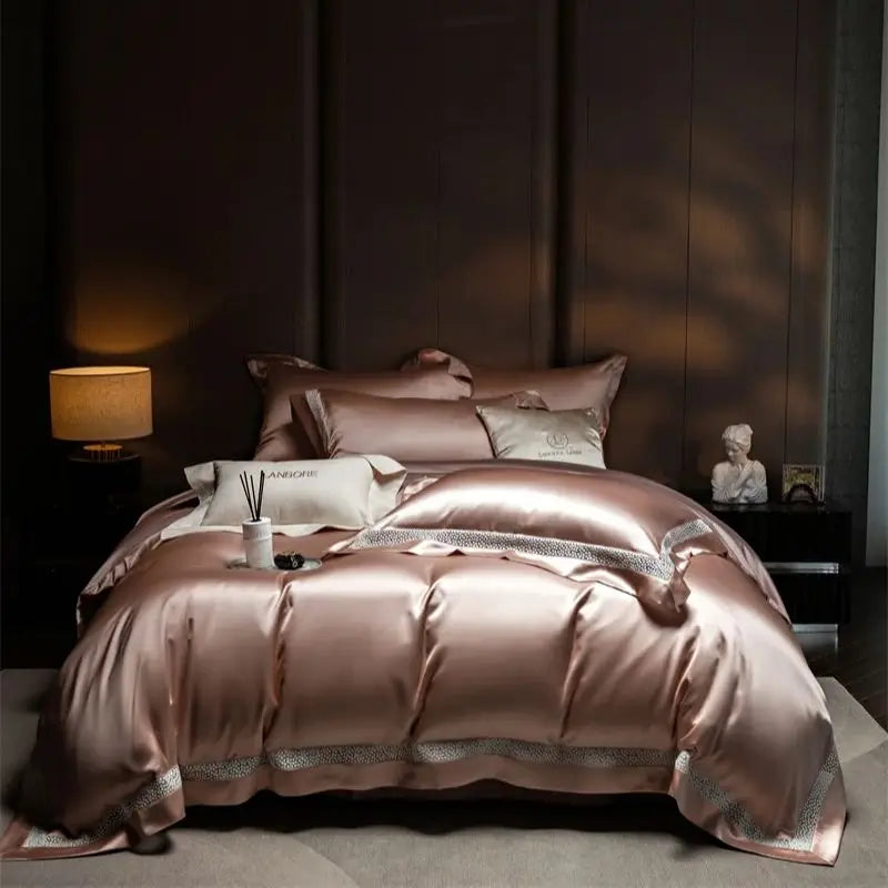 Decorbites™ Französisches Hohlfaser-Luxus-Bettwäsche-Set mit Lyocell-Baumwoll-Bettbezug, Laken und Kissenbezügen