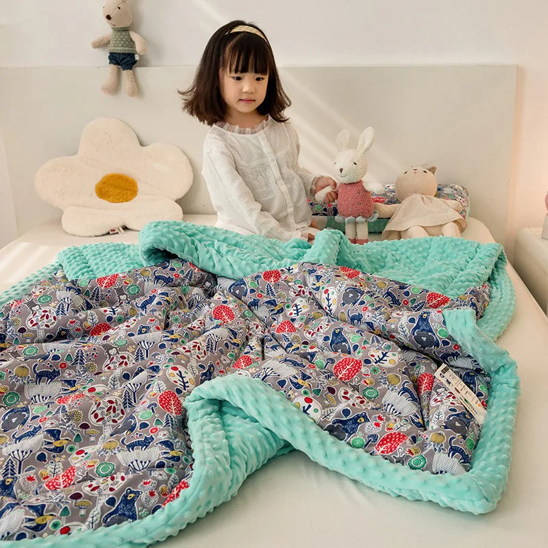 Decorbites™ Baumwoll-Blumendruck Doppelbettdecke | Retro Soothe Kuscheldecke Bettwäsche
