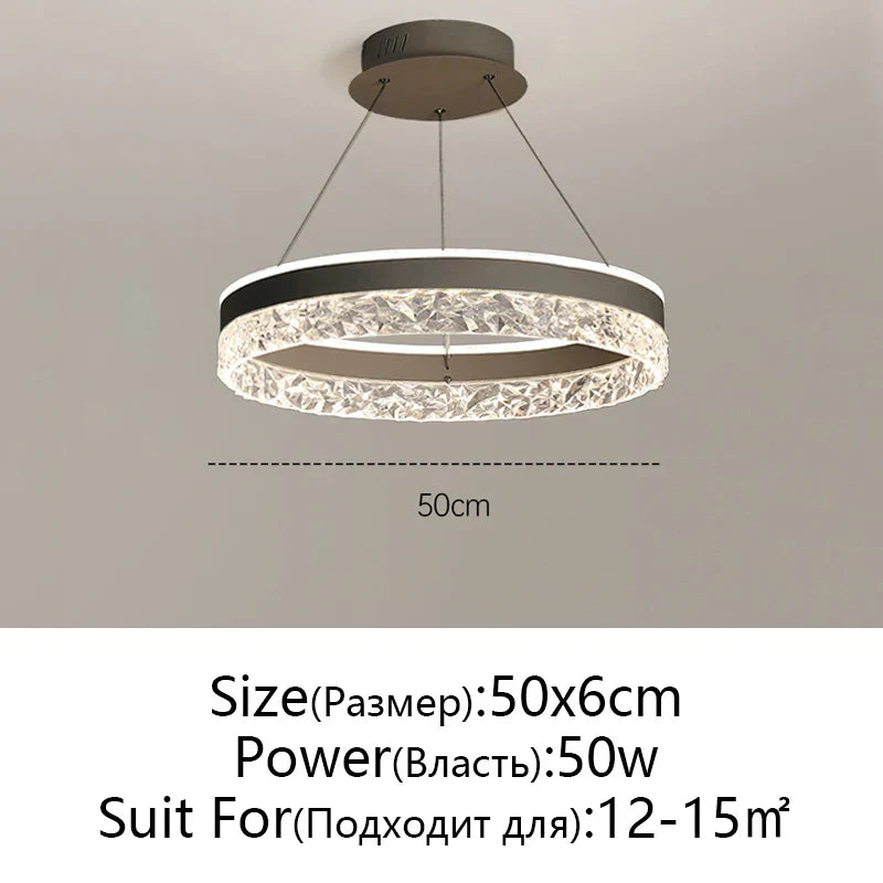 DecorBites™ Crystal Rings LED Chandelier Black&White Frame