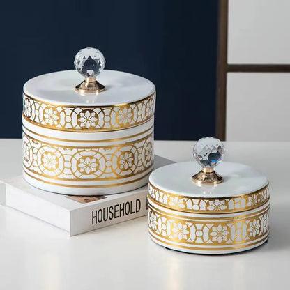 DecorBites™ Crystal Ball Ceramic Jewelry Box: Decorative Storage Jar for Home Organization