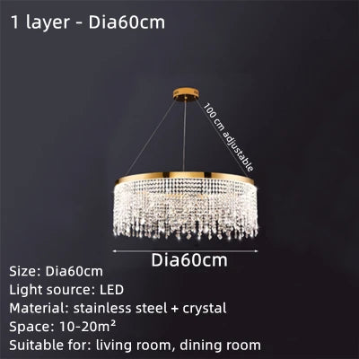 DecorBites™ Crystal Waterfall Chandelier for Foyer Dining Room Hotel Home Decor
