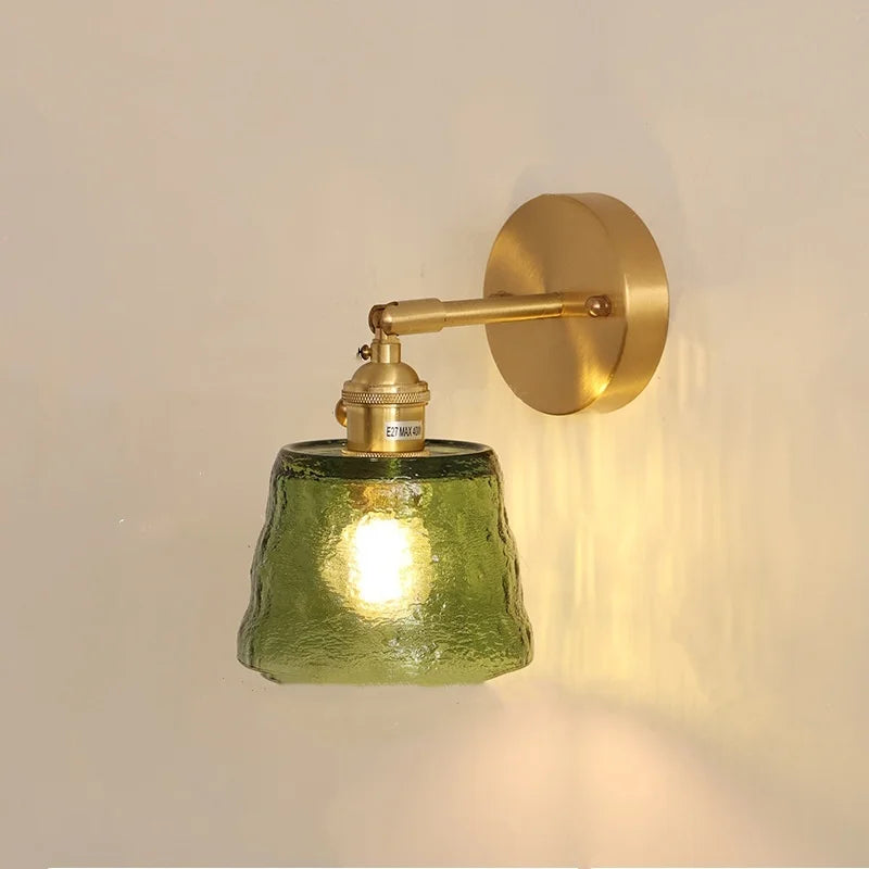 Decorbites™ Grüne Glas-LED-Wandleuchten mit Zugschalter Vintage-Stil Nachttischlampe