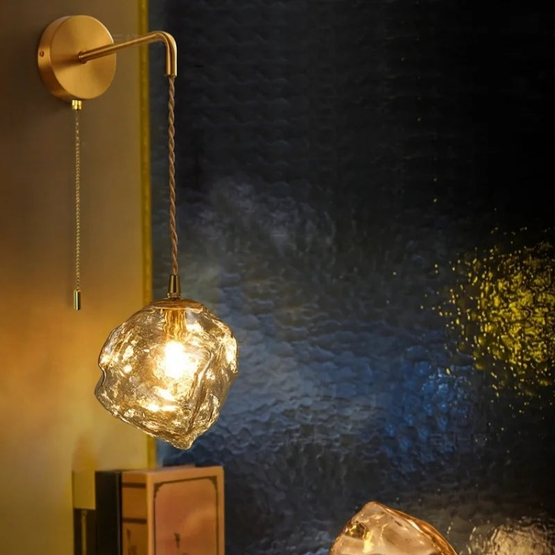 Decorbites™ Lava-Eis-Glas-LED-Wandleuchte Messing Vintage Wandlampe