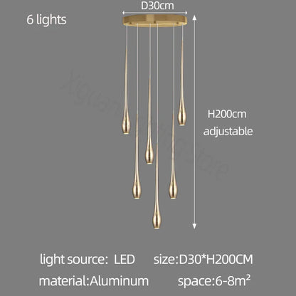Decorbites™ Gold LED-Kronleuchter für das Wohnzimmer und die Treppe eines Duplex-Villas