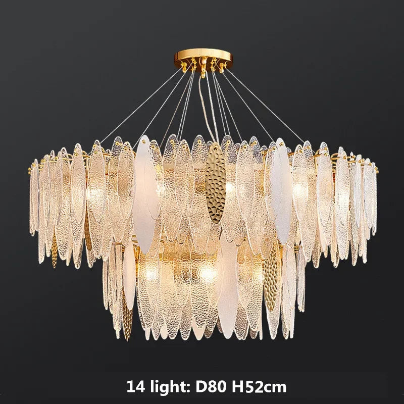 DecorBites™ Gold Metal Chain LED Pendant Lights for Modern Luxury Living Room