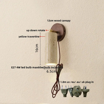 Decorbites™ LED Wandlampe Eisen Drehbar Küche Schlafzimmer Flur Gelber Travertin Holz Spiegel Licht
