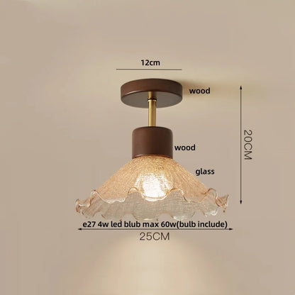 Decorbites™ Bernsteinglas-Holz-LED-Deckenleuchte für modernes Wohnzimmer.