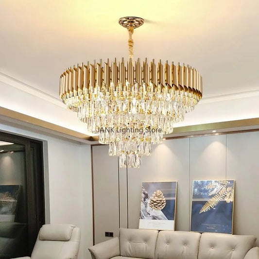 Decorbites™ Gold Crystal LED-Hängeleuchte: Moderne Luxus-Suspension-Lampe für Wohnzimmer & Restaurant