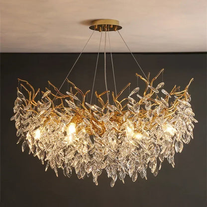 DecorBites™ Crystal Branch Pendant Light Chandelier Luxe LED Gold Droplight