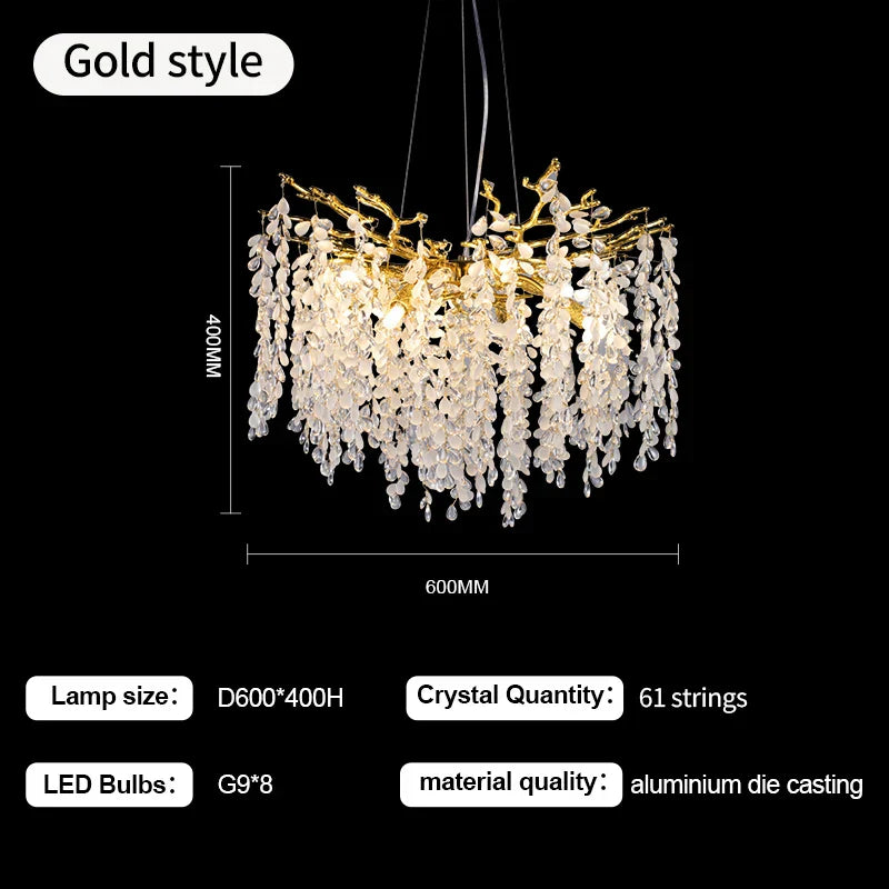 DecorBites™ Crystal Branch Chandelier: Elegant LED Ceiling Light for Living/Dining Room & Foyer